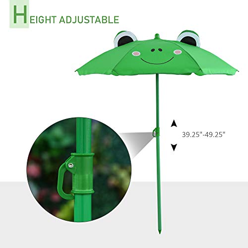 Folding Kids Table and Chair Set with Frog Pattern Umbrella P599455