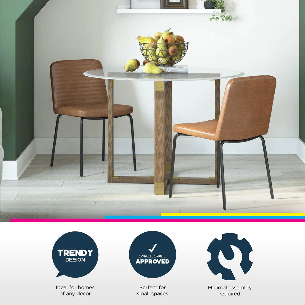 Camel Faux Leather Dining Chair, Set of 2 V41279