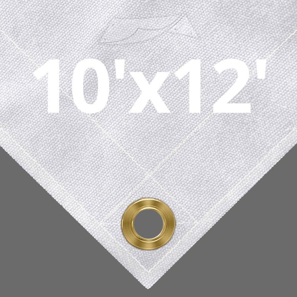 10 oz White Canvas Tarps 10' x 12' Y591484