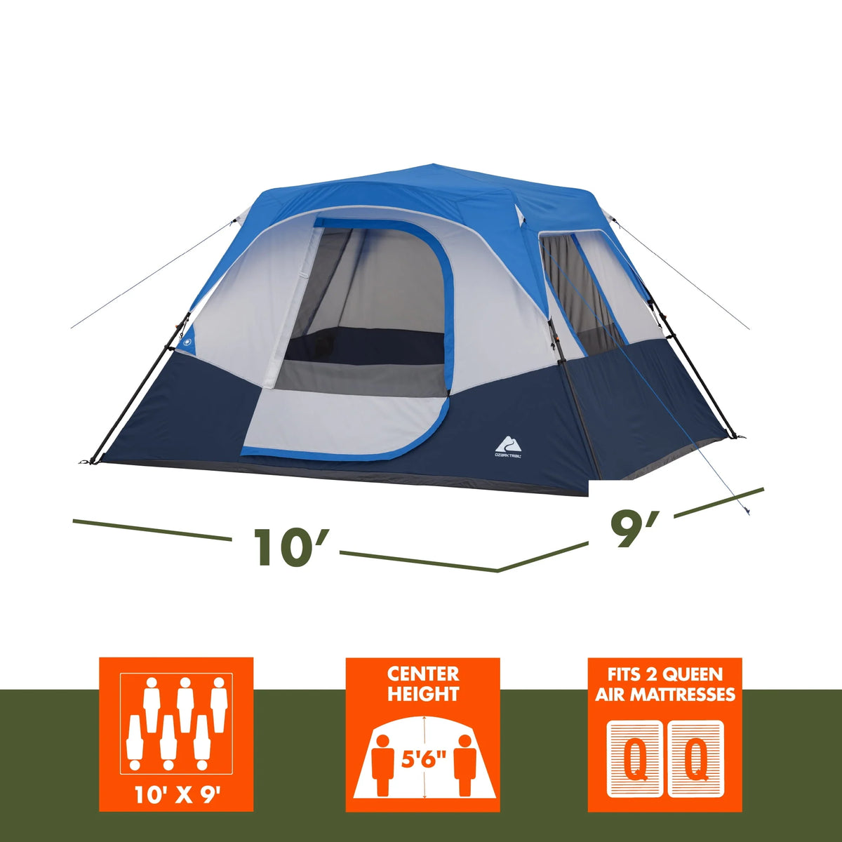6-Person Instant Cabin Tent with LED Lighted Hub X825003