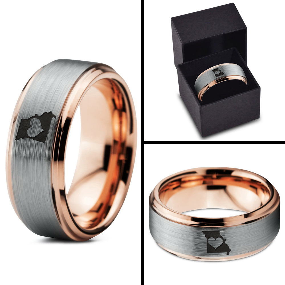 18k Rose Gold Tungsten Band Ring V912