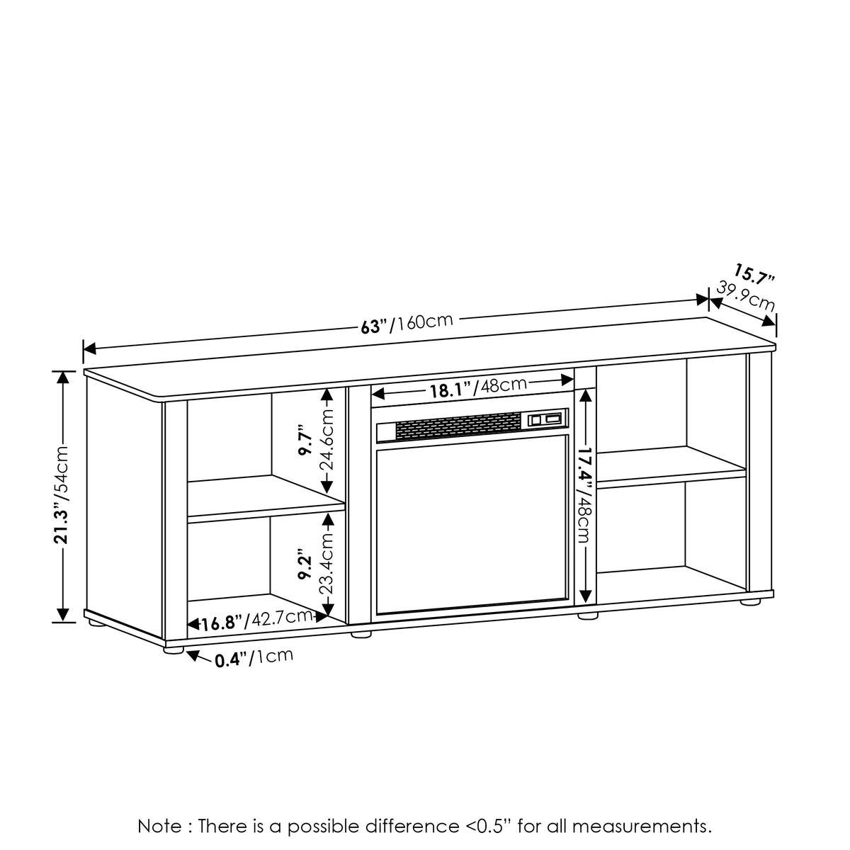 60 Inch TV Stand with Fireplace F56483