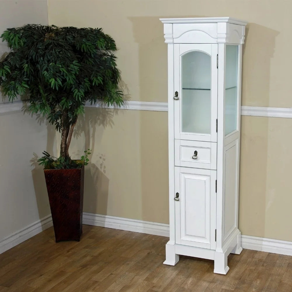 White Wood Linen Cabinet Y49624