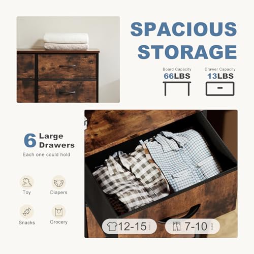 Brown TV Stand with 6 Fabric Drawers S255