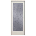 24 in. x 80 in. Left Hand Frosted Glass Primed Wood Single Prehung Interior Door S14894