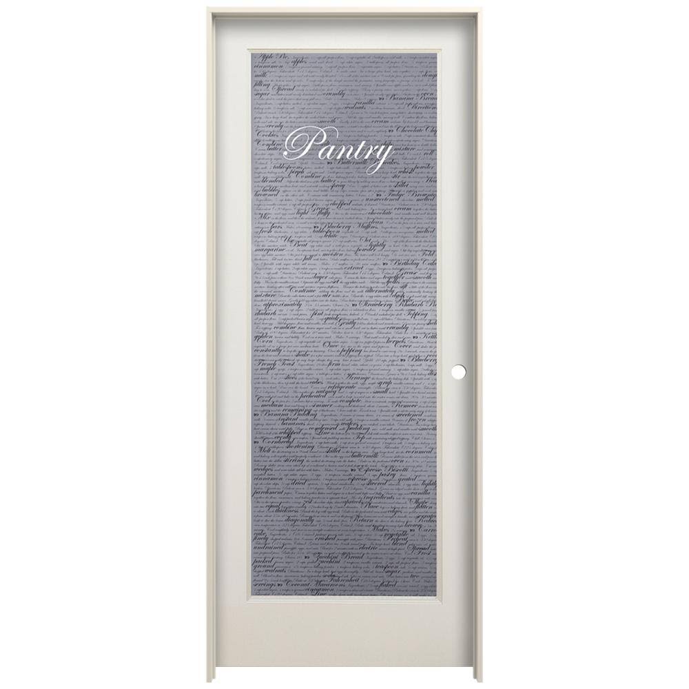 24 in. x 80 in. Left Hand Frosted Glass Primed Wood Single Prehung Interior Door S14894