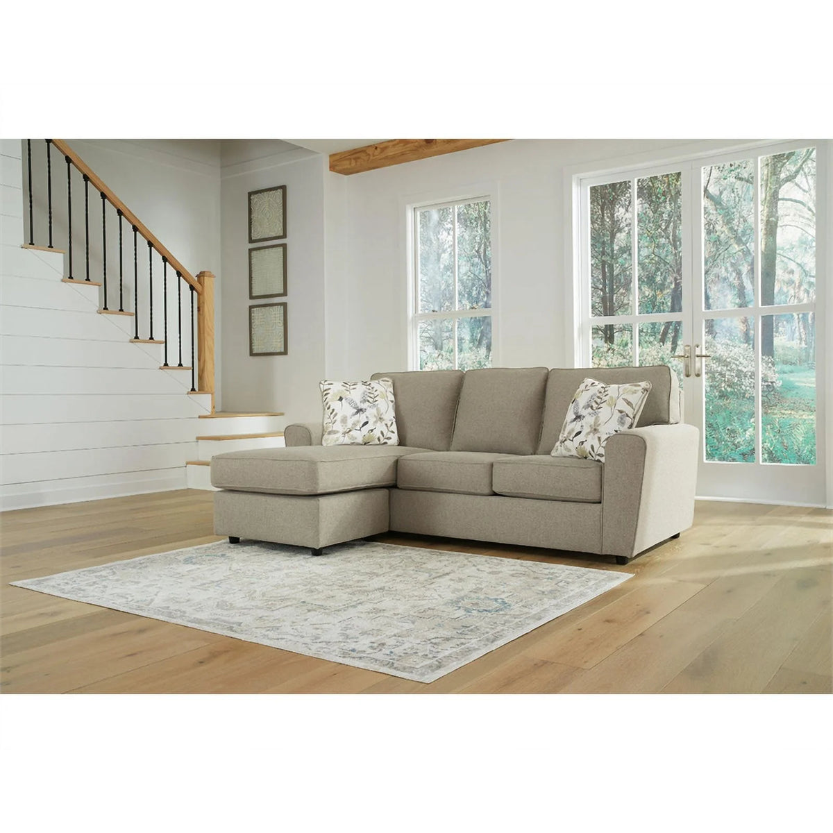 Light Gray Fabric & Wood Sofa Chaise Z7871