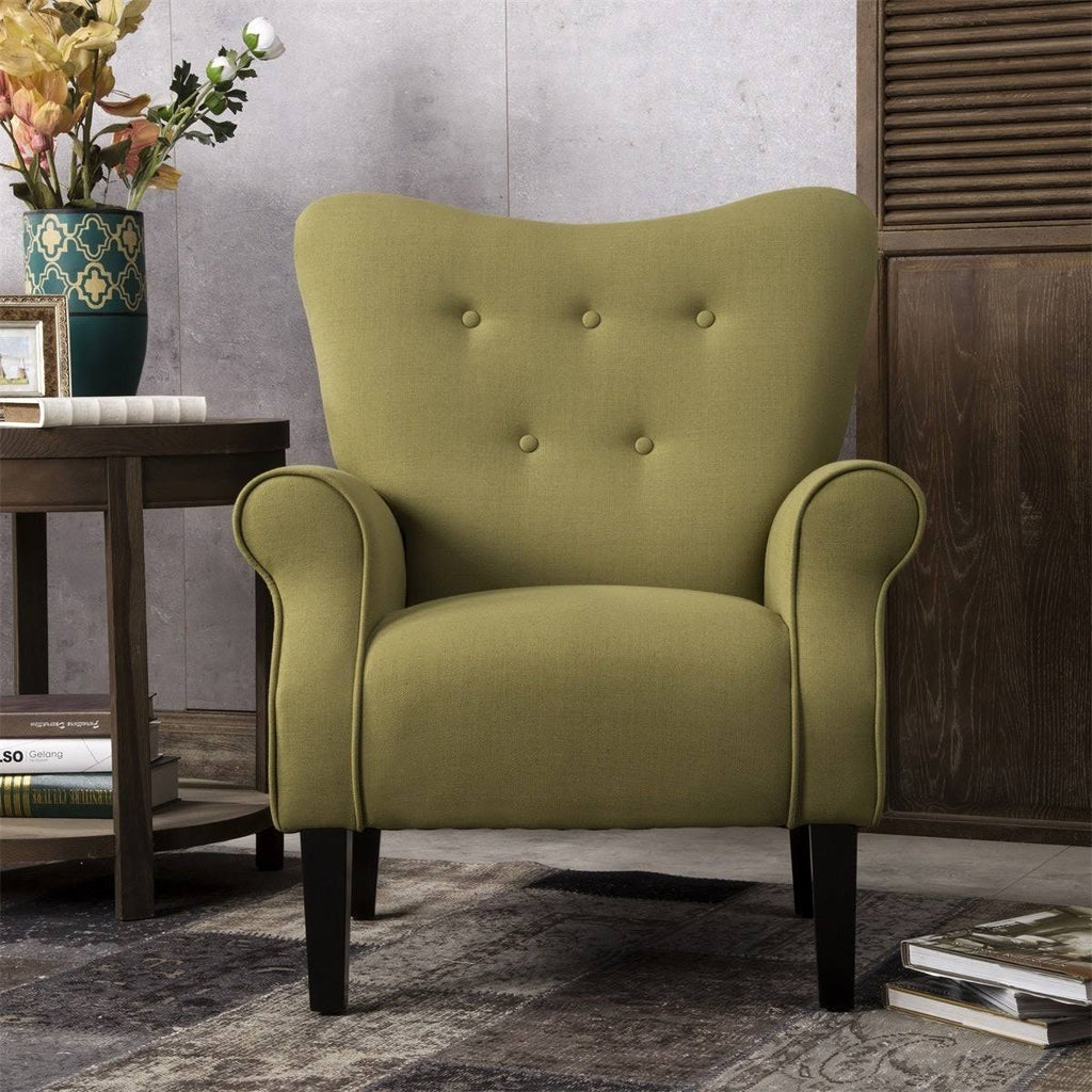 Blue Wing Back Accent Chair with Wooden Legs U211