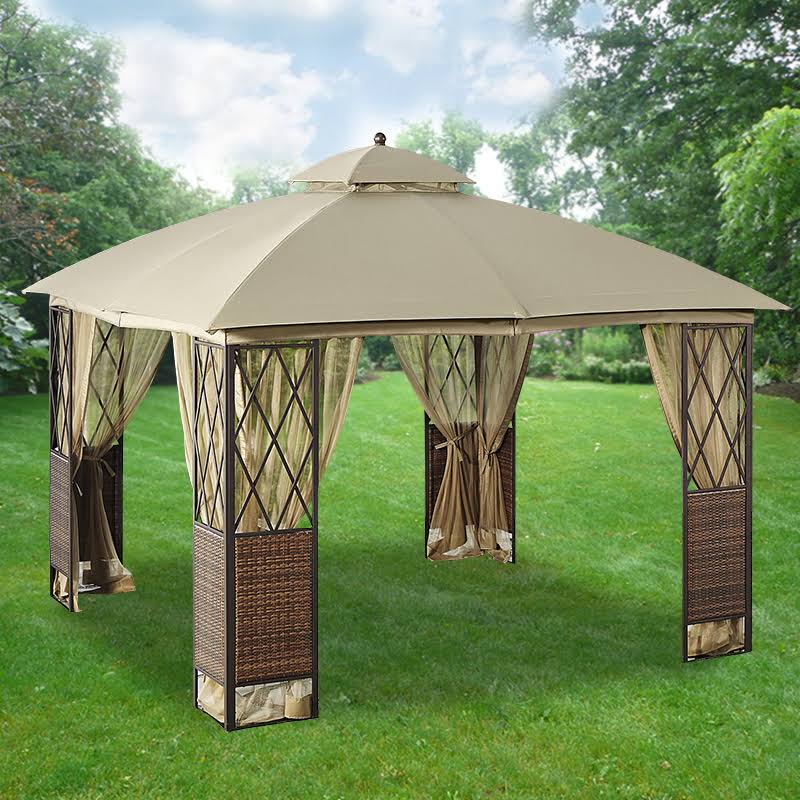 10x10 Replacement Canopy Top and Side Mosquito Netting Set for Wicker Gazebo L51184