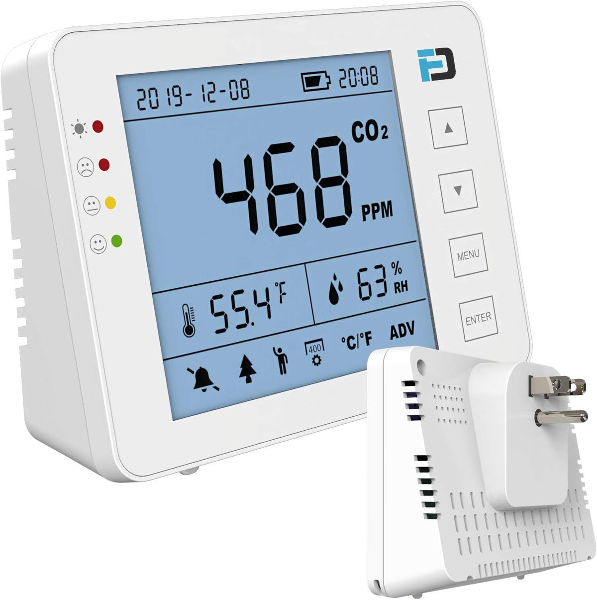 Carbon Dioxide Monitor Wall Plug-in AC 10 Year Life CO2 Meter I2720