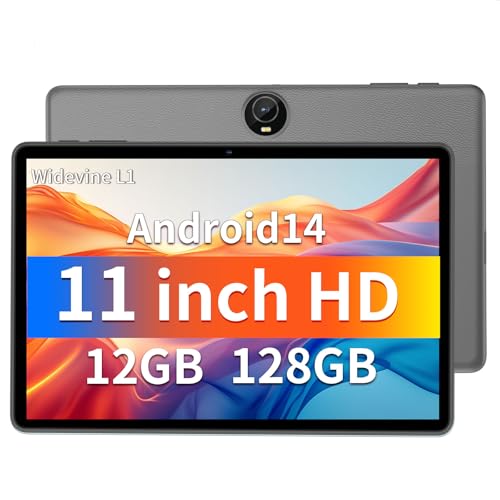 Black 11 Inch Android 14 Tablet, 12GB RAM 128GB ROM 1TB Expand U346