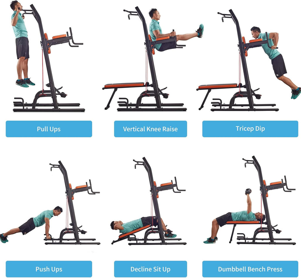 Power Tower with Bench Pull up Bar dip station X11396