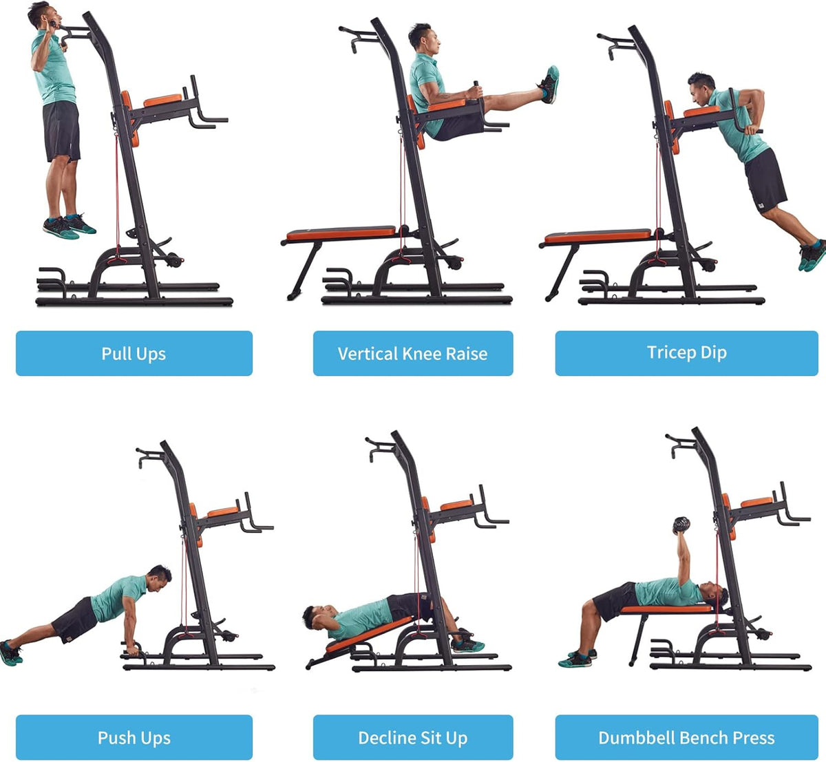 Power Tower with Bench Pull up Bar dip station X11396