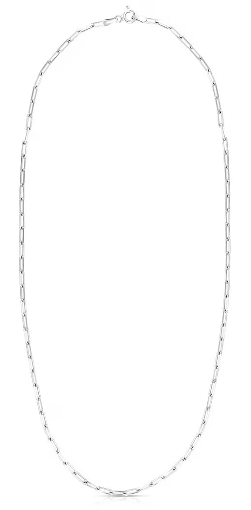 925 Sterling Silver Paperclip Chain Necklace 20 Inch V70568