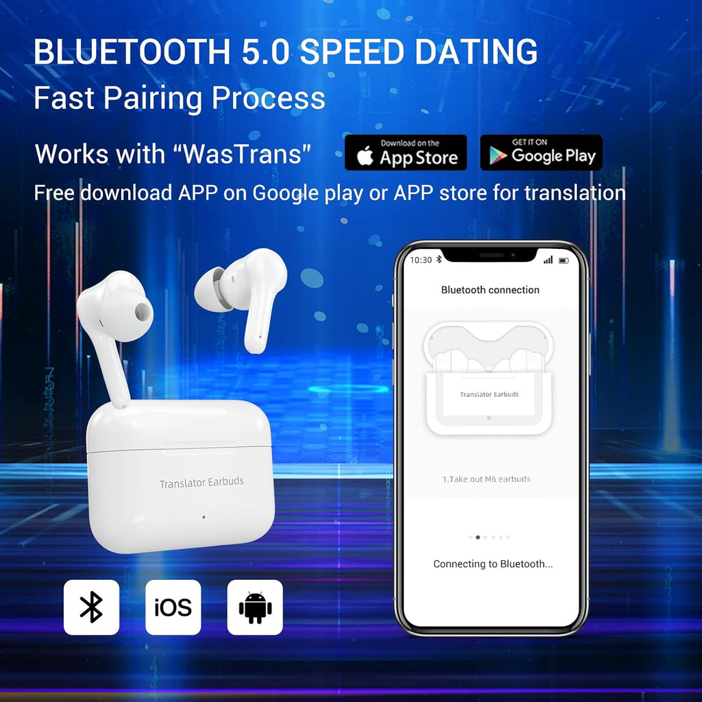 71 Language Instant Voice Translator Earbuds with Bluetooth E74828