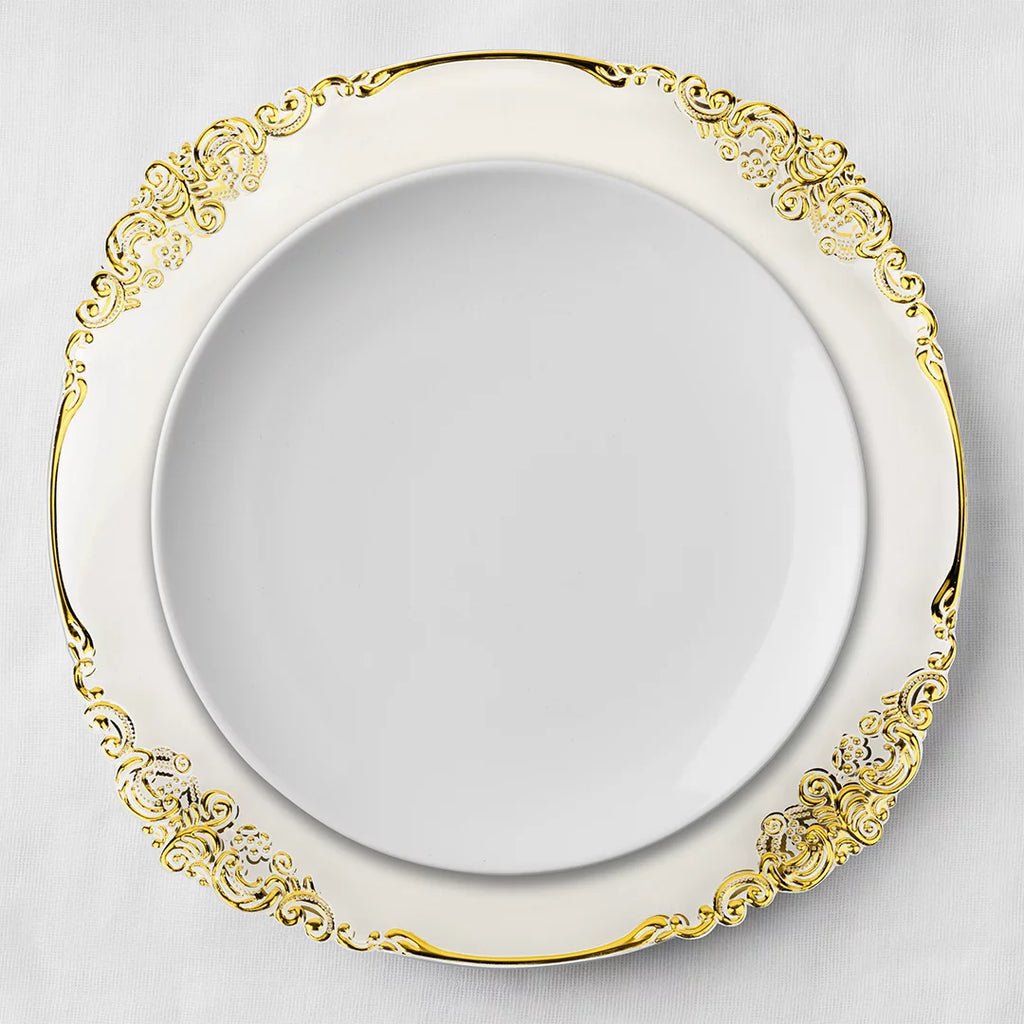 Clear Acrylic Charger Plates with Gold Rim Set of 4 W1297