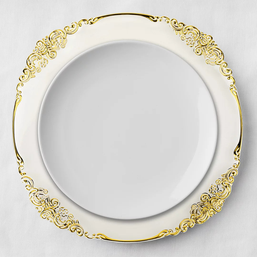 Clear Acrylic Charger Plates with Gold Rim Set of 4 W1297