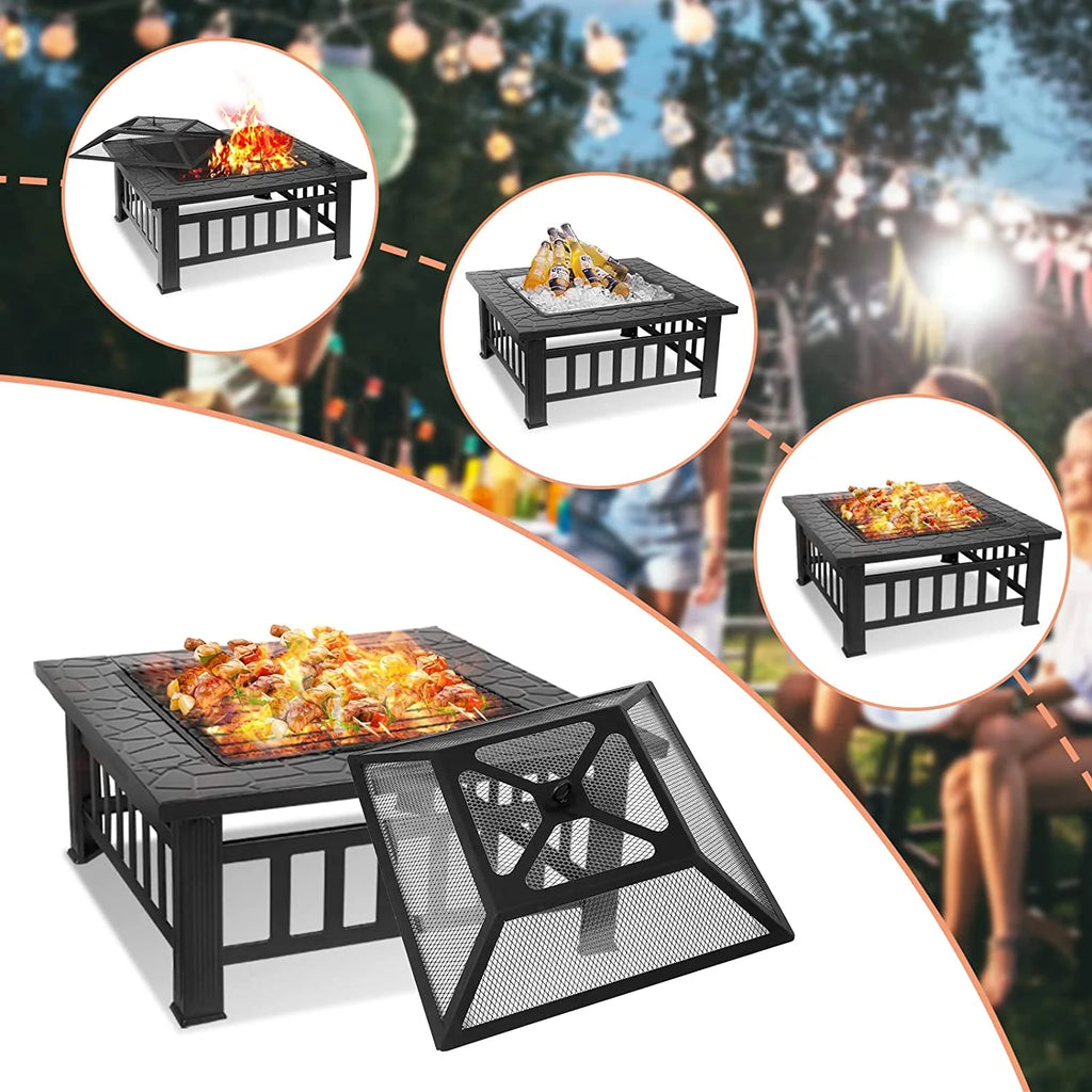 32 Wood Burning Metal Fire Pit Table Q568