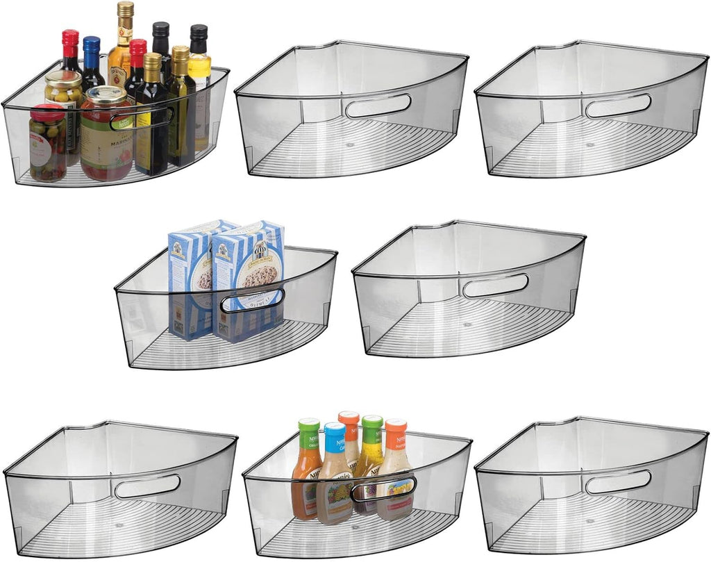 Plastic Lazy Susan Storage Turntable Organizer Bins 8 Pack Smoke Gray B370791