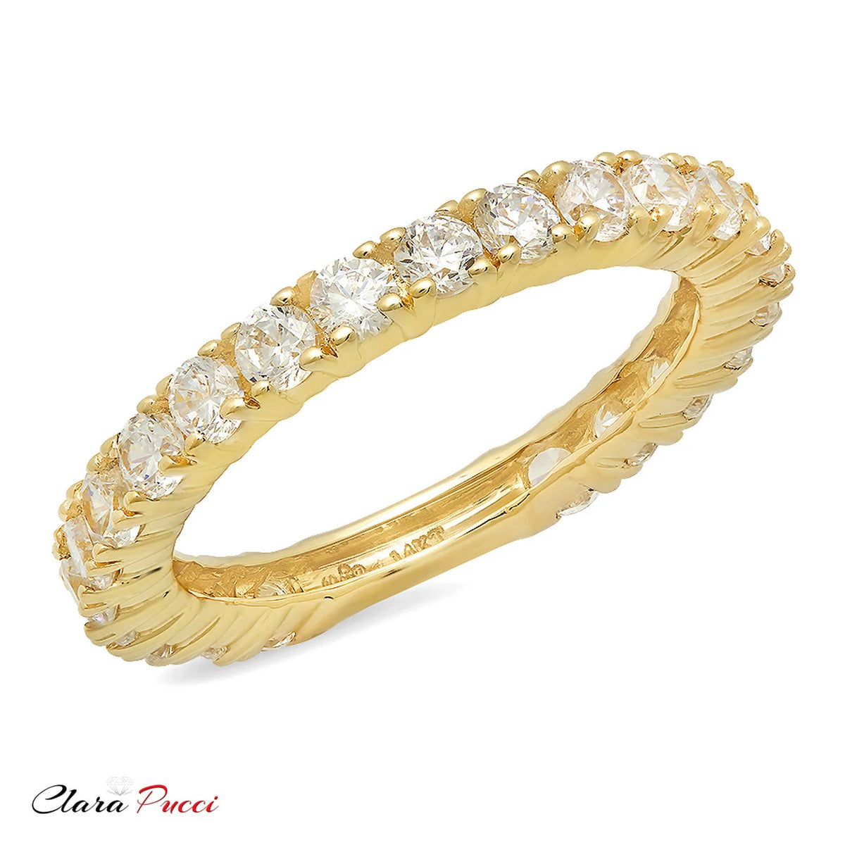 18K Yellow Gold Simulated Diamond Engagement Ring Band Size 3.5 S9073