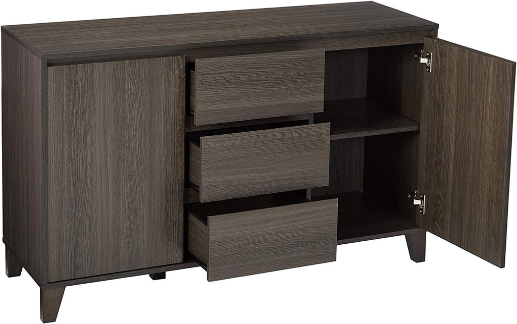 Oak Gray Wood Buffet Server Cabinet Console Table A997