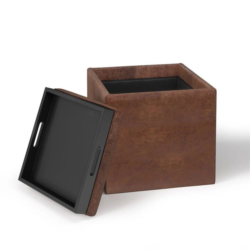 Faux Leather Storage Ottoman X468