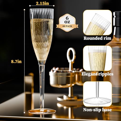 16 Pack 6oz Clear Champagne Flutes B8267