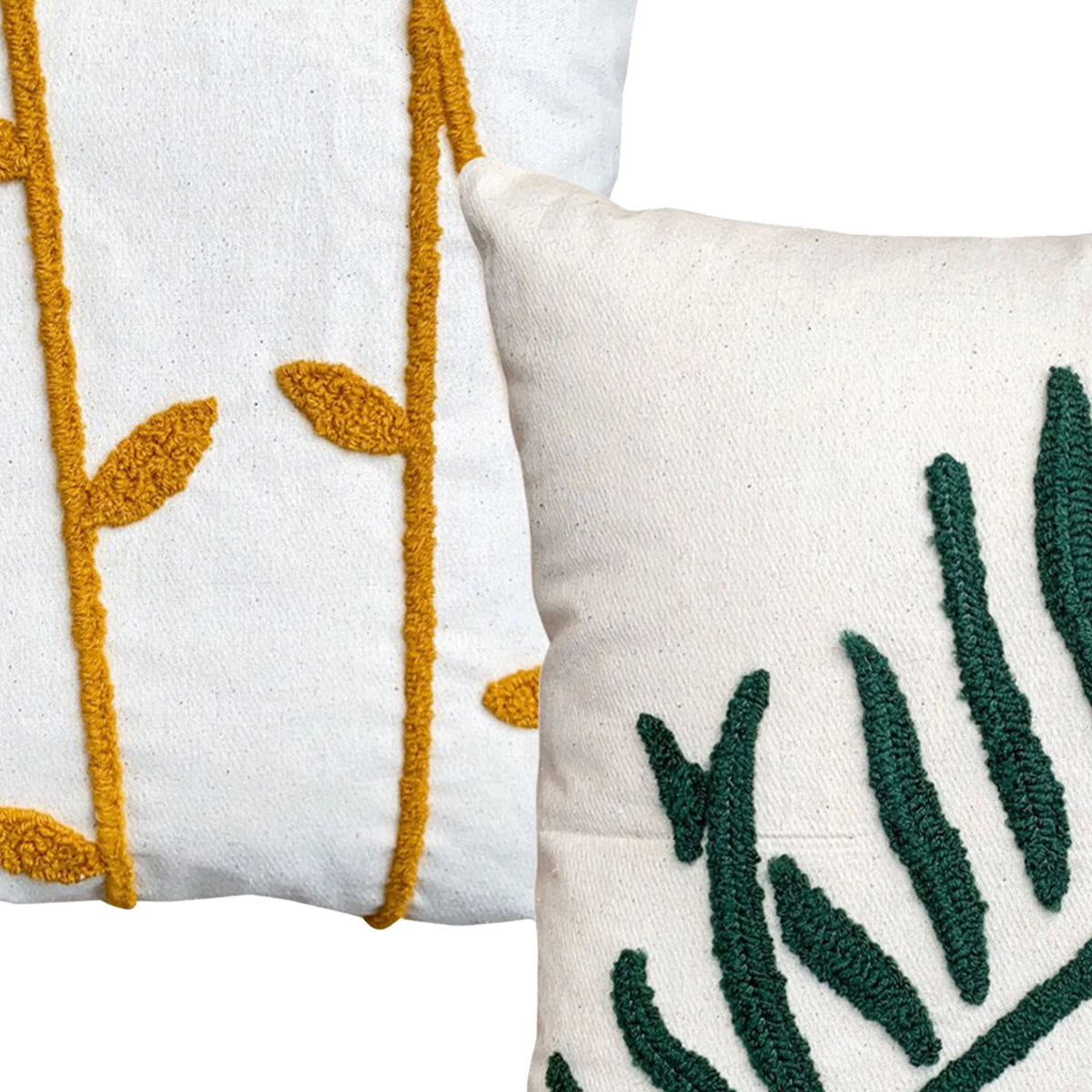 17 x 17 Inch 2 Piece Cotton Throw Pillow Set H90624