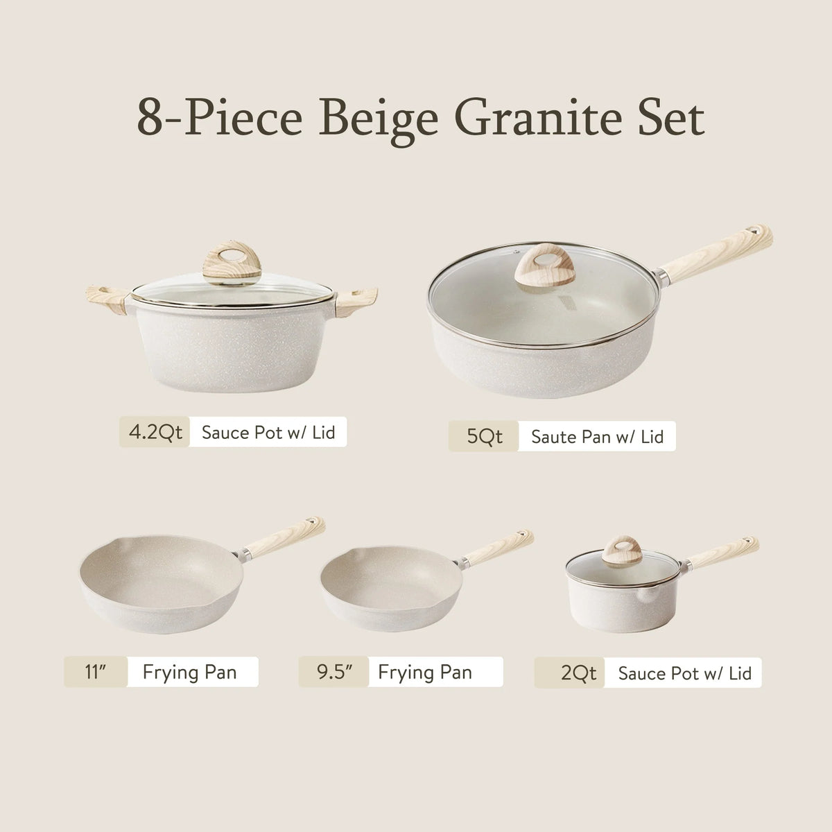 Nonstick 8 Pcs Induction Cookware Set A24388