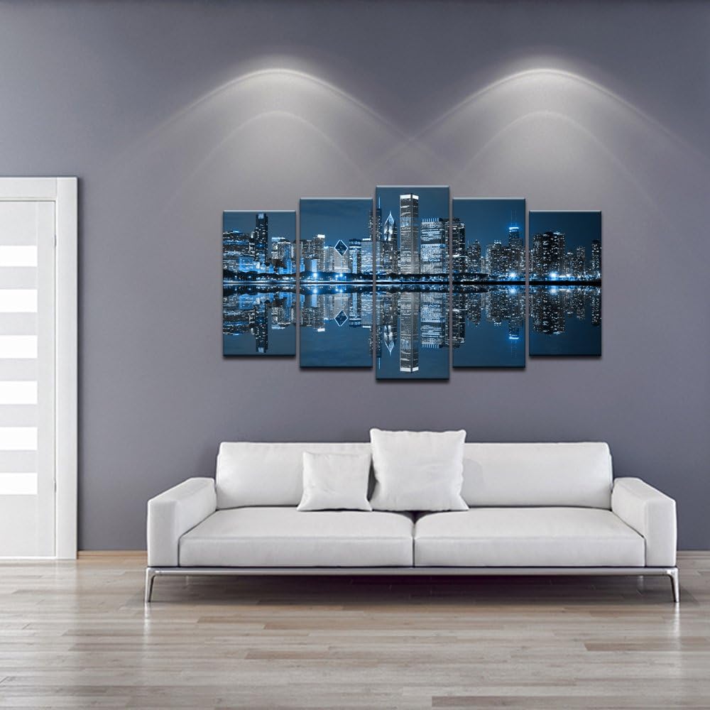 Large 5 Panels Framed Canvas Print Wall Art H401