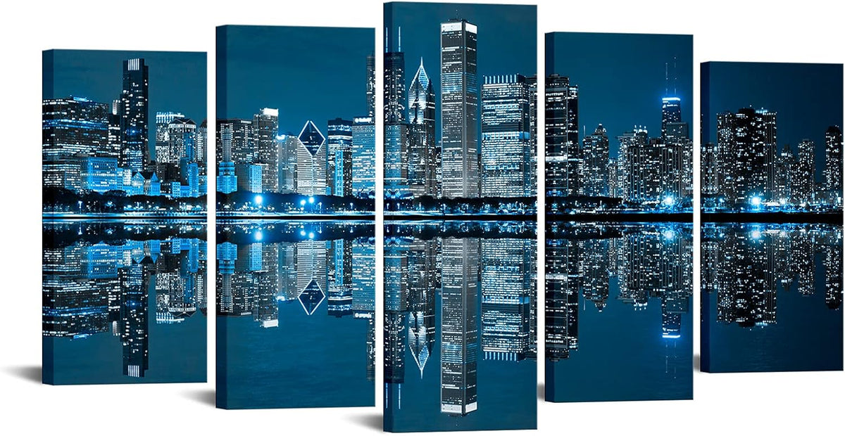 Large 5 Panels Framed Canvas Print Wall Art H401