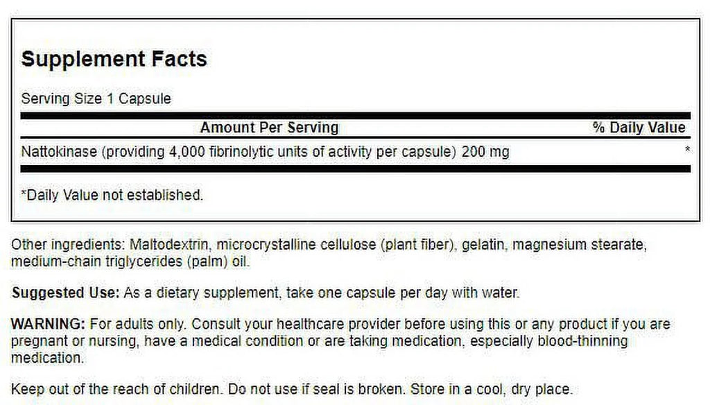 Nattokinase 200 mg 30 Caps 4 Pack I8642
