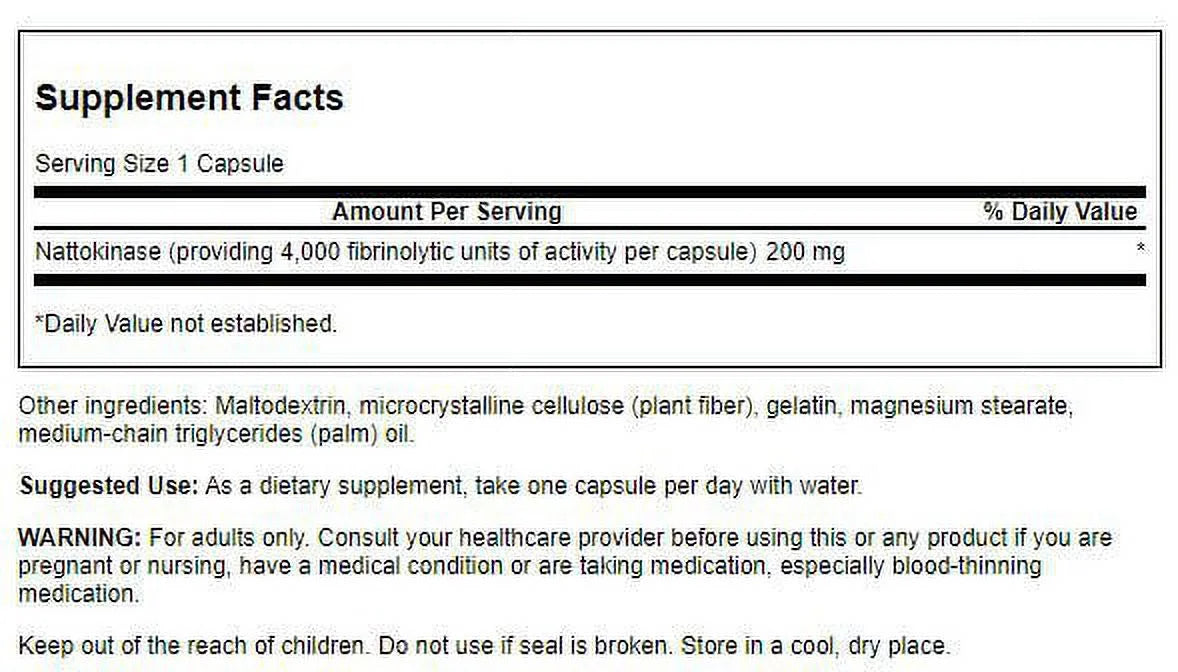 Nattokinase 200 mg 30 Caps 4 Pack I8642