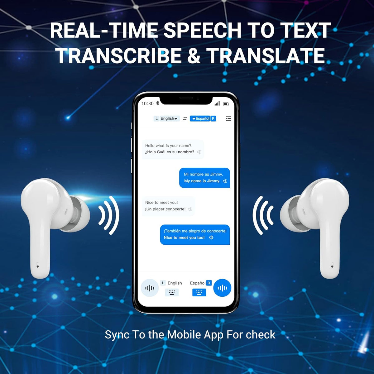 71 Language Instant Voice Translator Earbuds with Bluetooth E74828