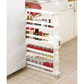White Wooden Spice Rack Rolling Cart E4113