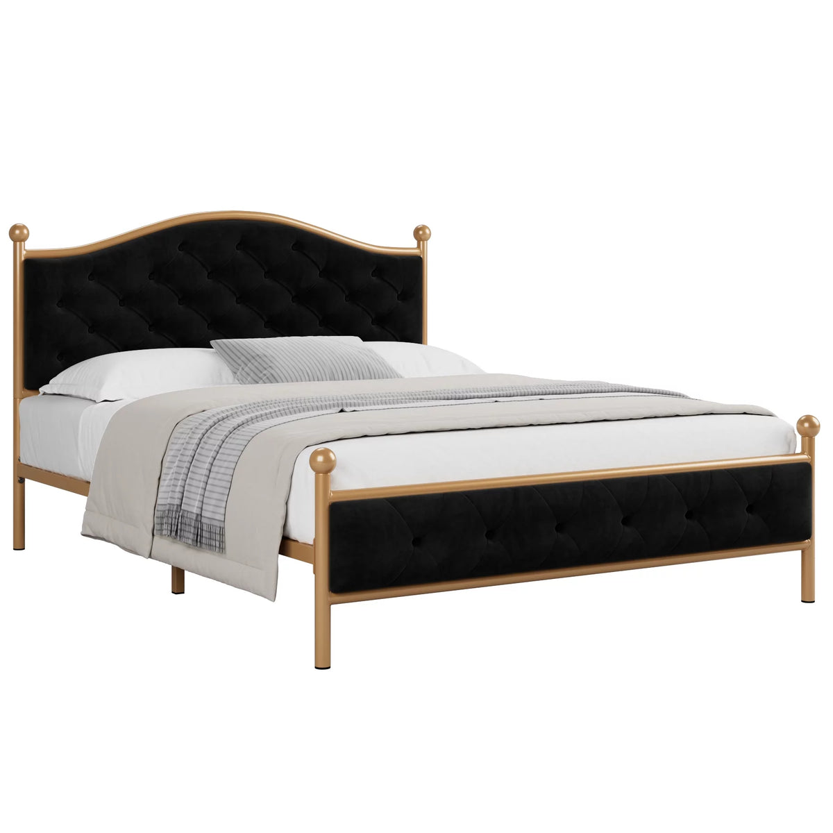 Black Queen Size Upholstered Platform Bed Frame Q95333