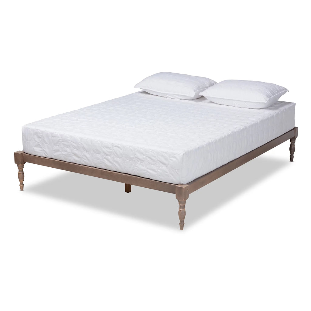 Walnut Brown Wood Full Size Platform Bed Frame V96992