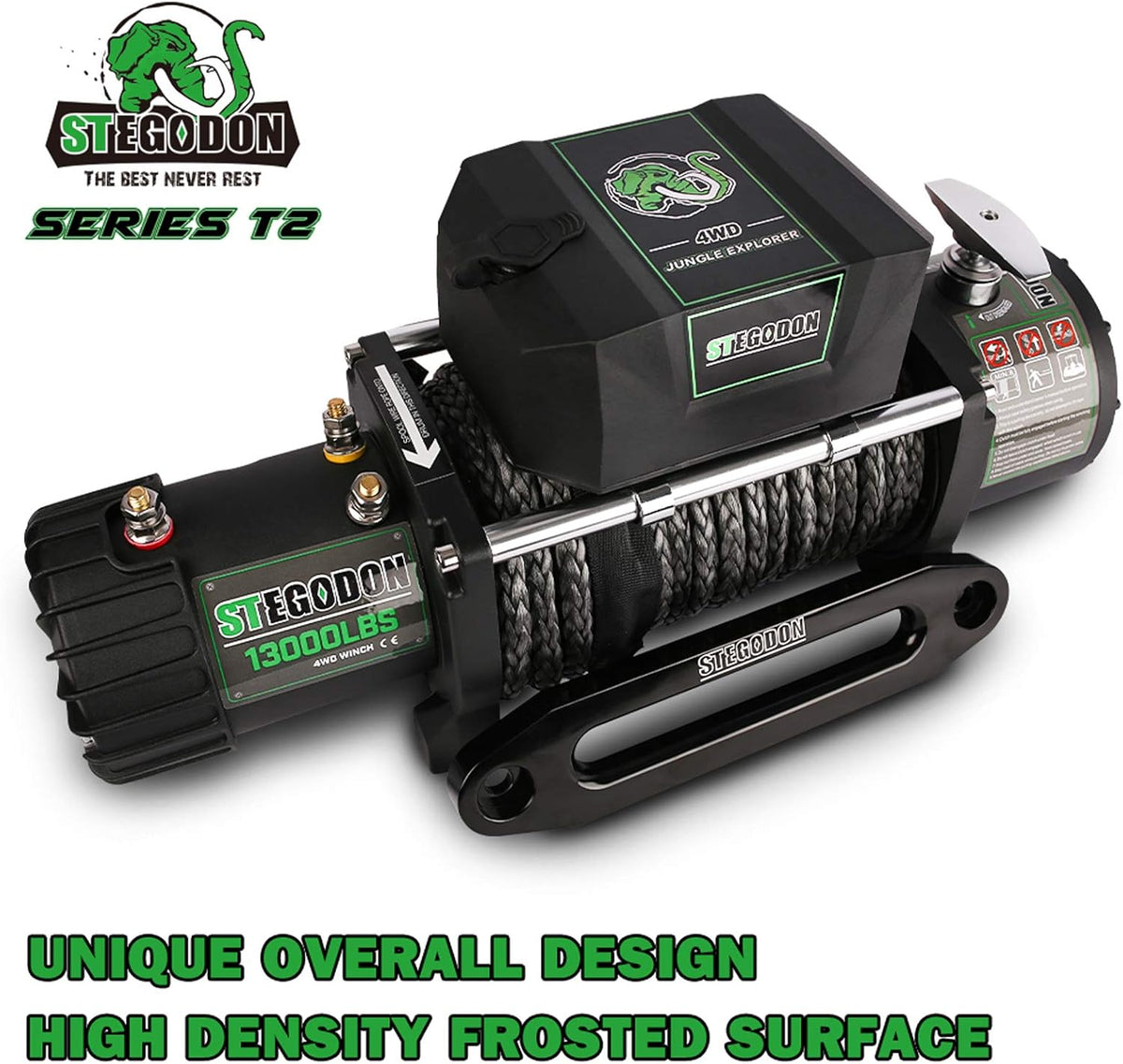 13000 lb. Load Capacity 12V Synthetic Rope Electric Winch with Hawse Fairlead H170112