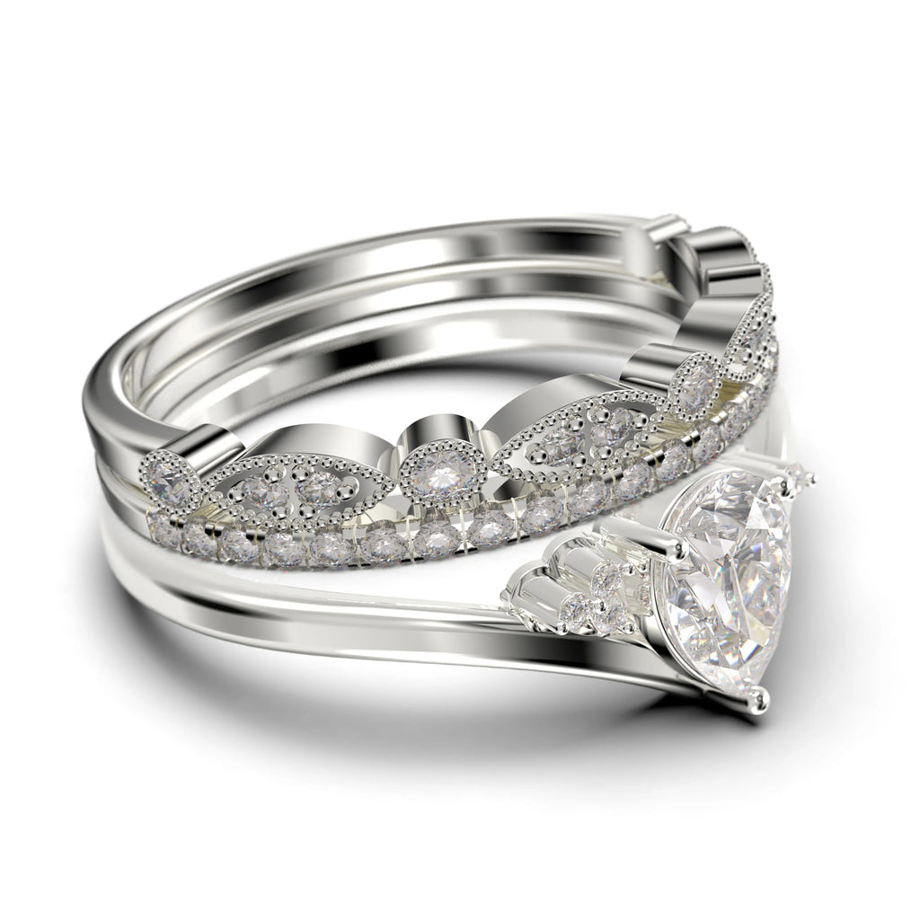 2.25 Carat Pear Cut Diamond Moissanite Engagement Ring in 925 Sterling Silver With 18k White Gold Plating X279