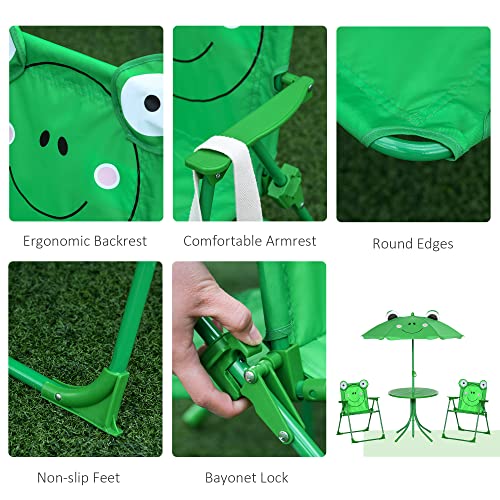 Folding Kids Table and Chair Set with Frog Pattern Umbrella P599455