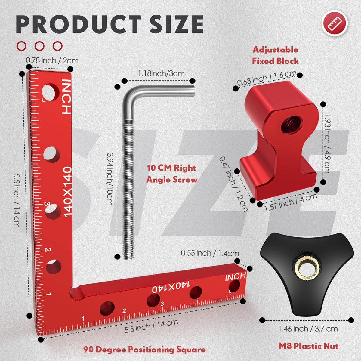 90 Degree Corner Clamp for Woodworking, 2 Aluminum Alloy Positioning Squares K74419