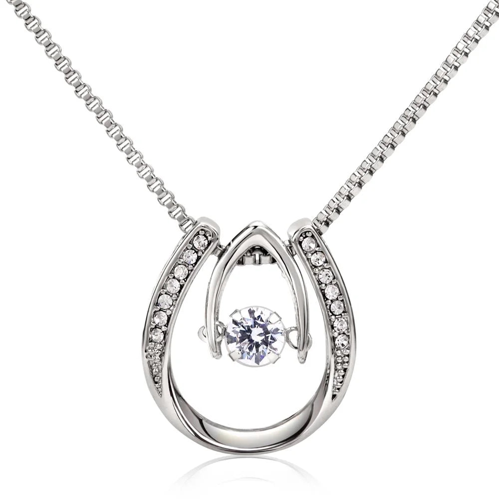 Lucky Horseshoe Necklace with CZ Crystals G839