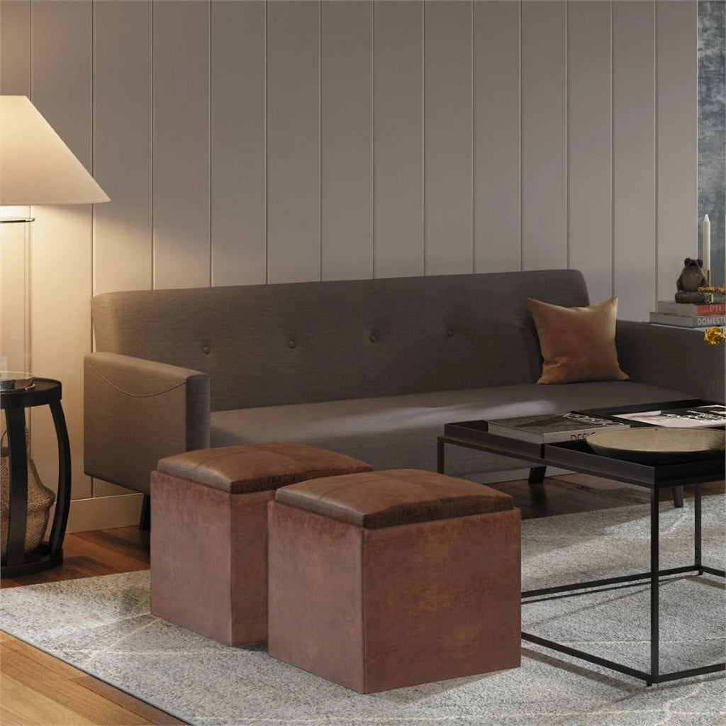 Faux Leather Storage Ottoman X468