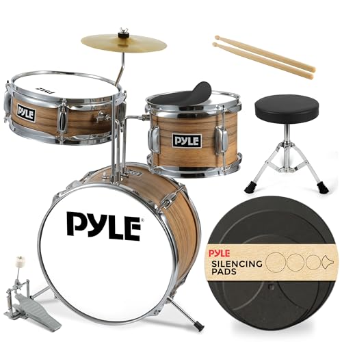 3 Piece Kids Drum Set with Bass Drum, Snare, Tom, Cymbal, Throne, Drumsticks C267909