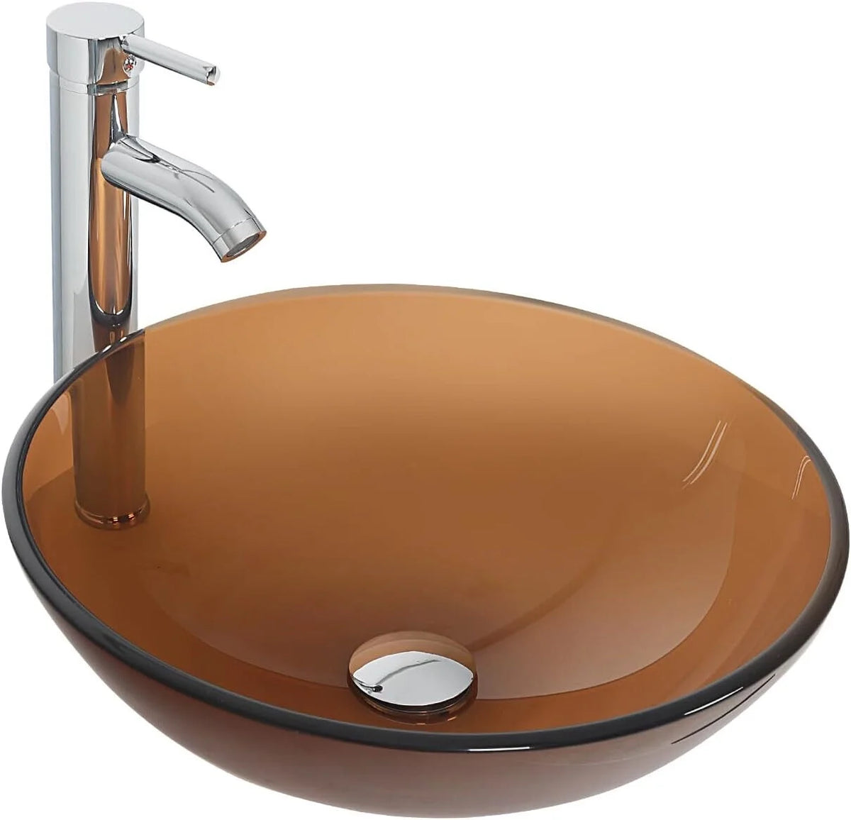 Tempered Glass Vessel Sink and Faucet Combo M237