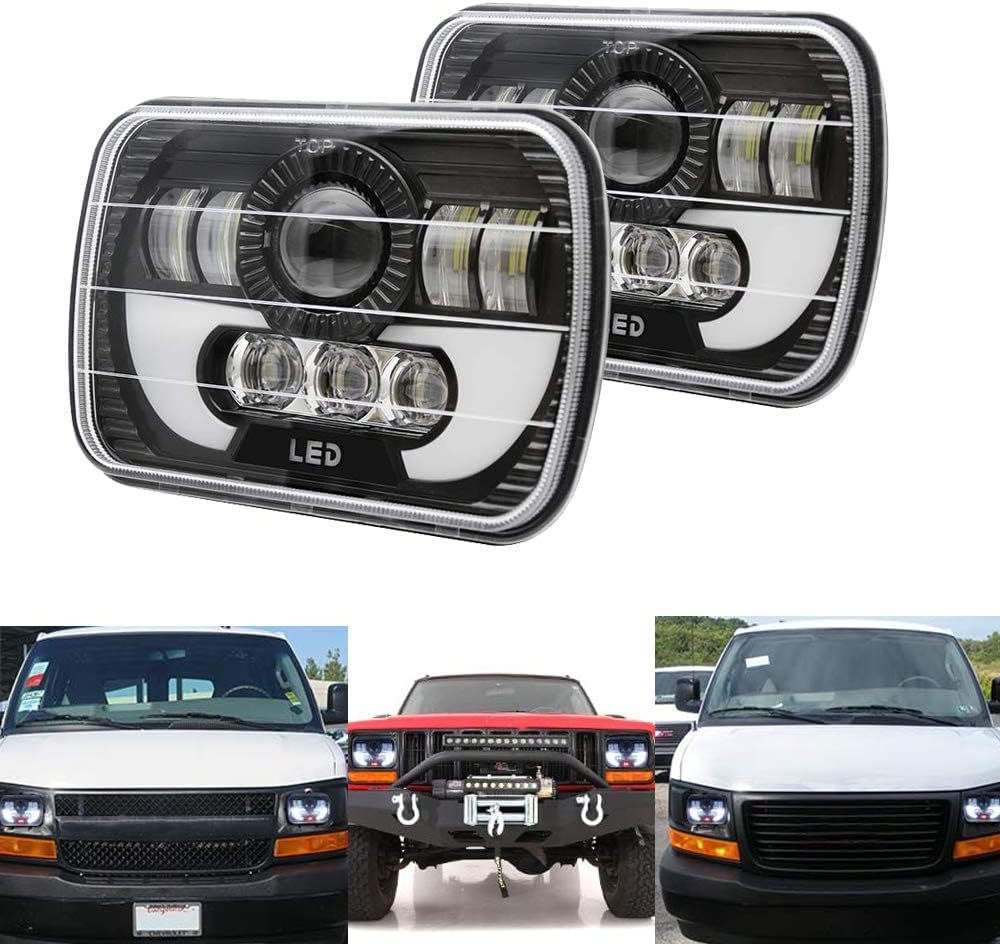 120W Rectangle 7x6 5x7 LED Headlights Sealed Beam H4 Plug O619741