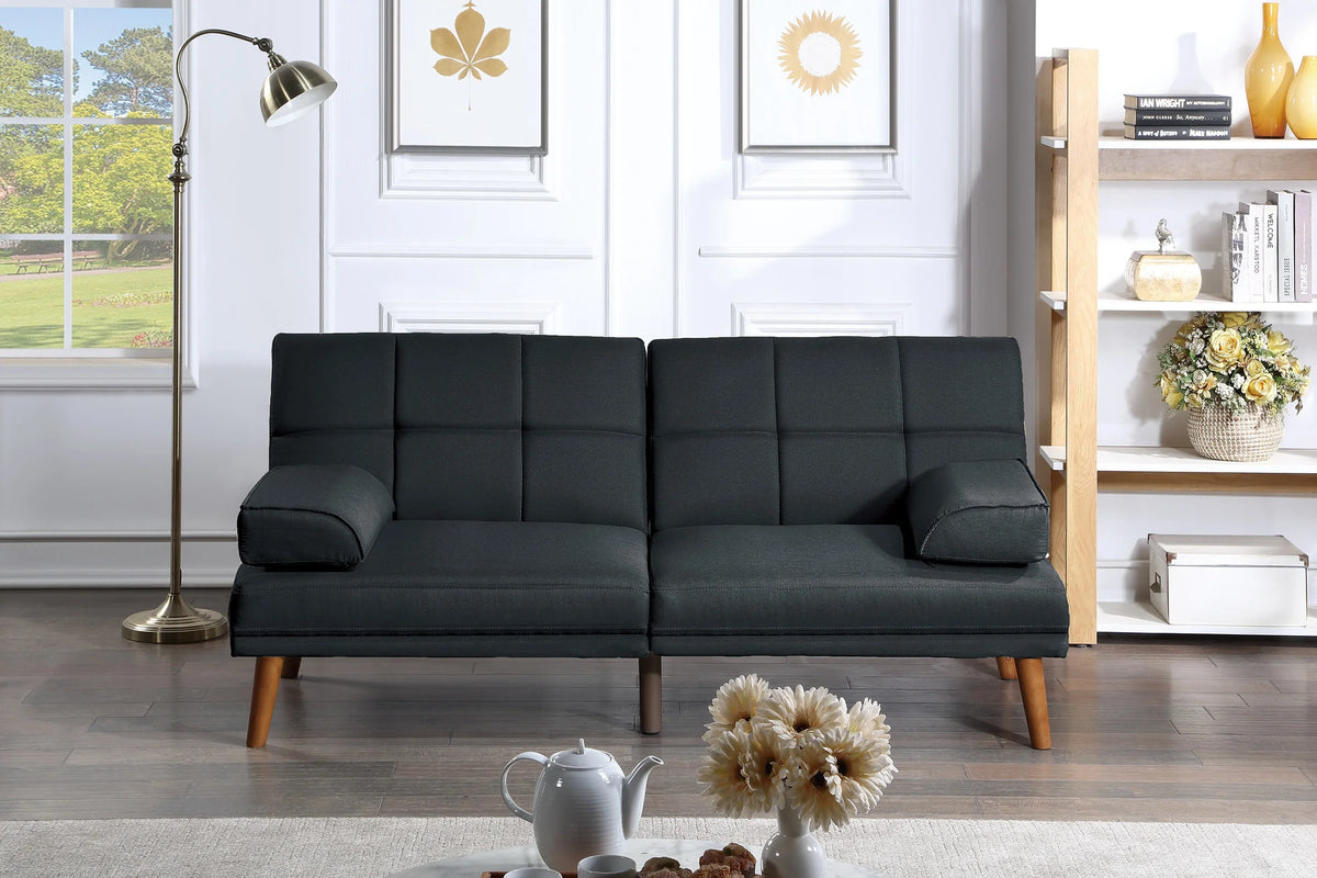 Black Polyfiber Convertible Sofa Bed C38723