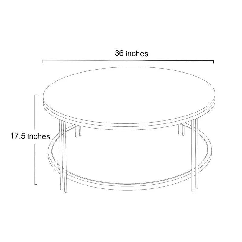 36" Round Faux Marble Coffee Table with Storage Shelf E793