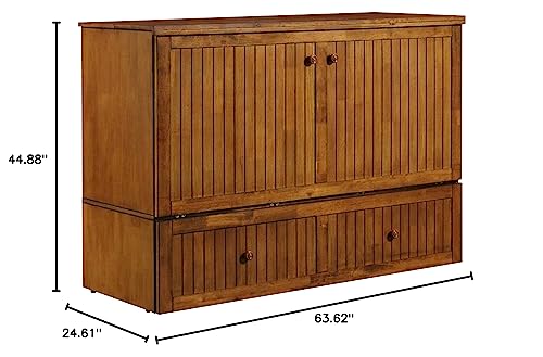 Queen Blonde Oak Murphy Cabinet Chest Bed V8950