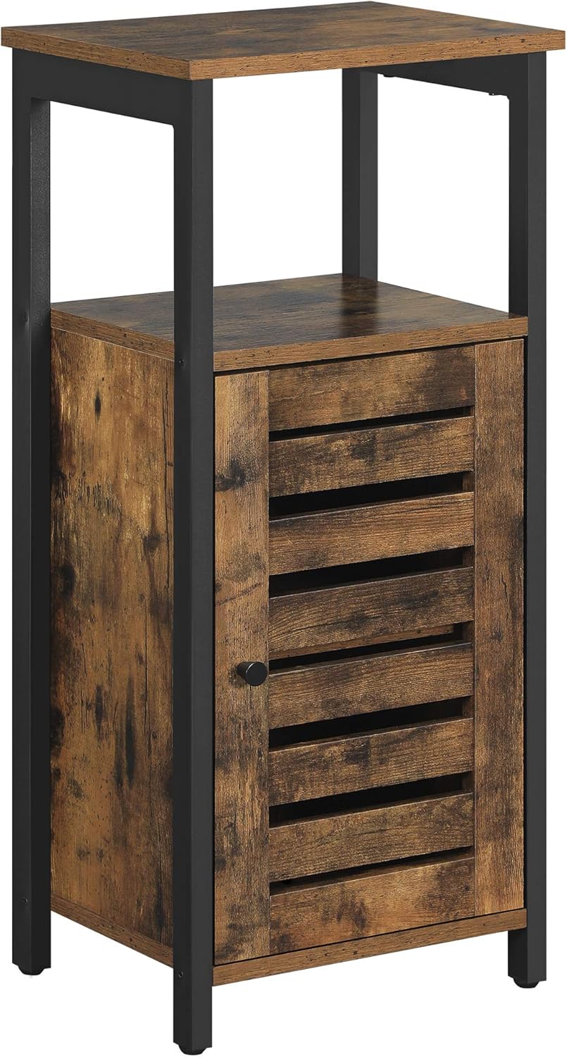Rustic Brown Bookshelf and Storage Cabinet with 3 Shelves T330805